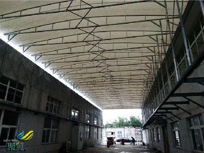 过道棚遮阳防雨-过道棚大型膜结构，电动伸缩型