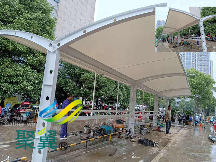  膜结构工程搭建膜结构车棚汽车停车棚售后无忧